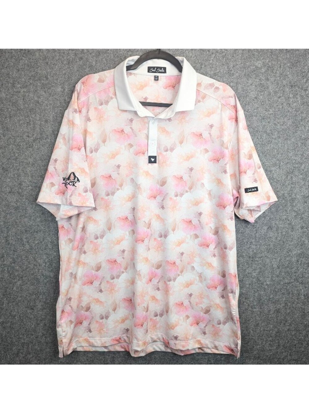 Bad Birdie Wild Rock Floral Golf Polo Mens 2XL Short Sleeve Lightweight Shirt